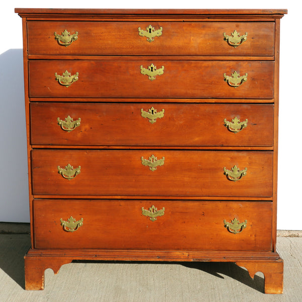 American Chippendale Brass Mounted Cherrywood Chest of Drawers