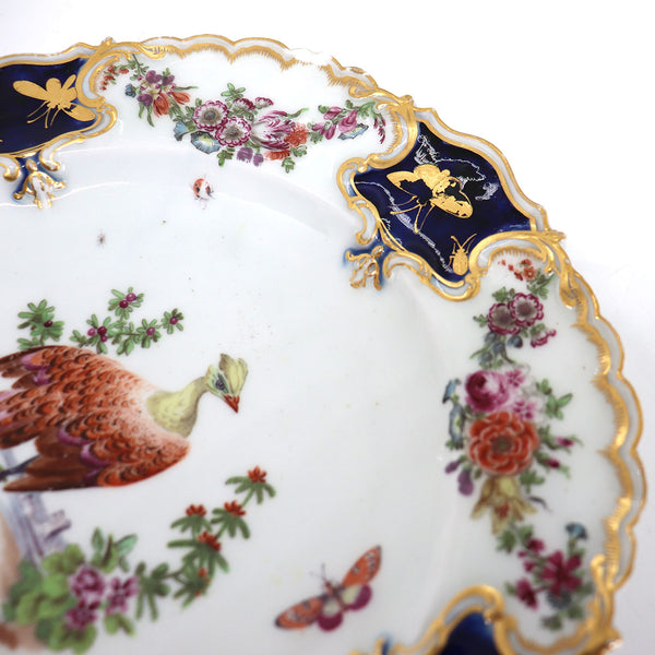 English Chelsea Soft Paste Porcelain Exotic Bird Mecklenberg-Strelitz Service Plate