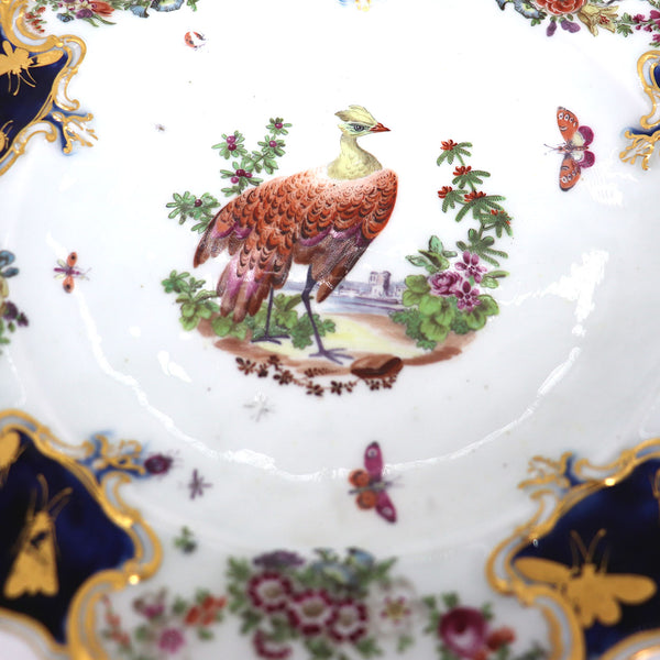 English Chelsea Soft Paste Porcelain Exotic Bird Mecklenberg-Strelitz Service Plate