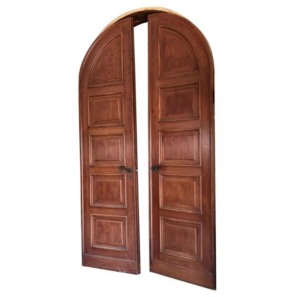 Large American Lafayette Hughes Mansion Oak Arched Double Door with Frame