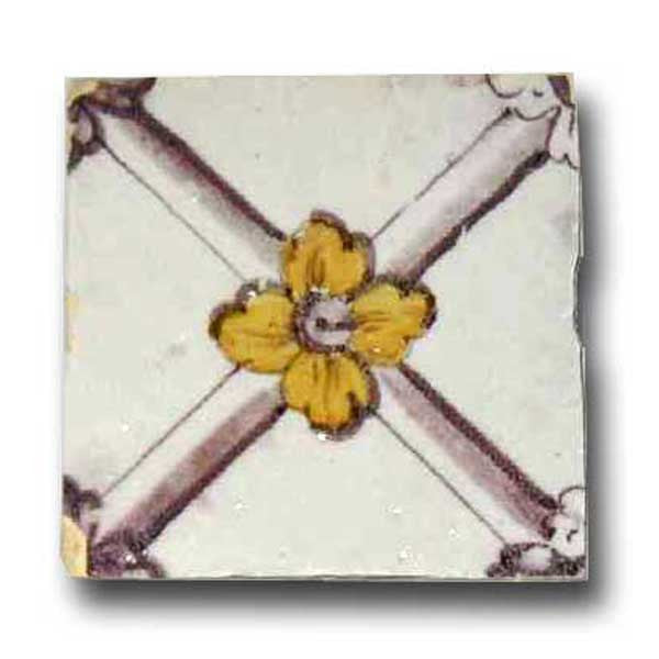 Portuguese Neo-Classical Tin Glazed Ceramic Tile (Azulejo) (25 available)