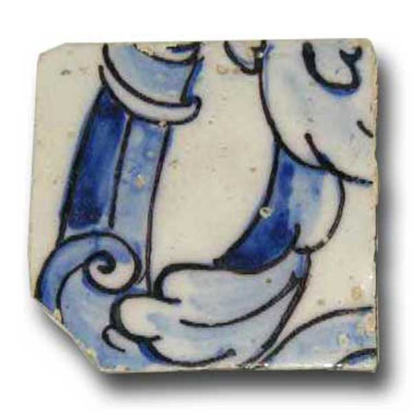 Rare Portuguese Baroque Tin Glazed Pottery Architectural Azulejo Tile
