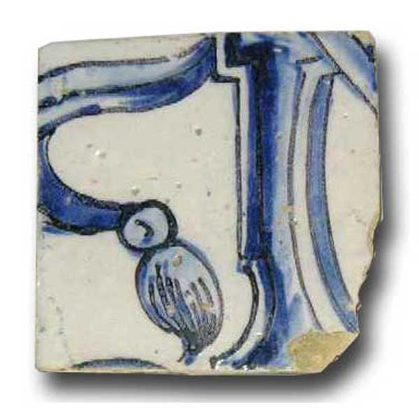 Rare Portuguese Baroque Tin Glazed Pottery Architectural Azulejo Tile