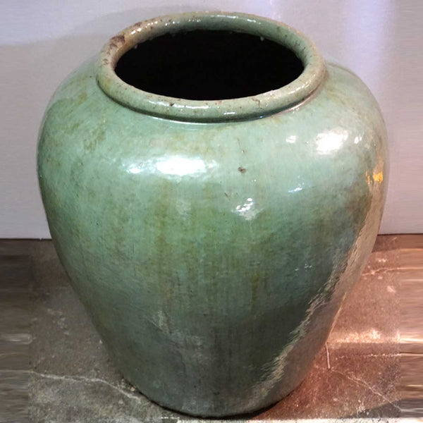 Large Chinese Jiaxing Celadon Pottery Water Urn