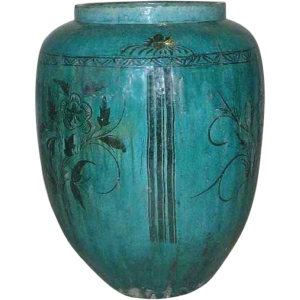 Large Chinese Hunan Green Glazed Pottery Vessel