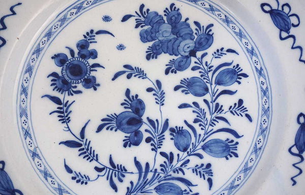 Dutch Delft Blue and White Faience Pottery Charger Plate