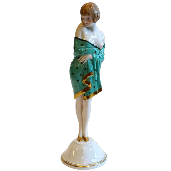 Bohemian Fischer Mieg Pirkenhammer Art Deco Porcelain Nude Girl Figurine