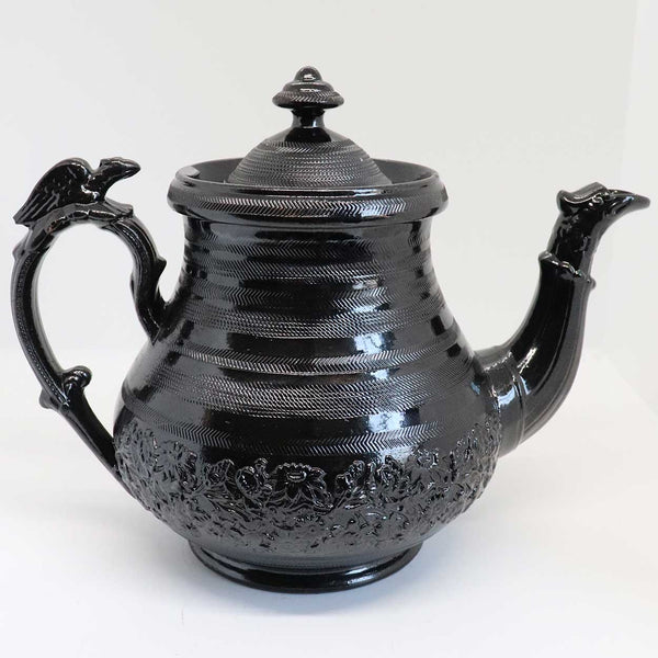 Rare English Georgian Jackfield Ware Black Pottery Teapot