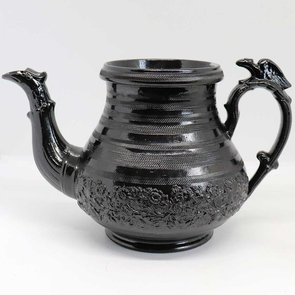 Rare English Georgian Jackfield Ware Black Pottery Teapot