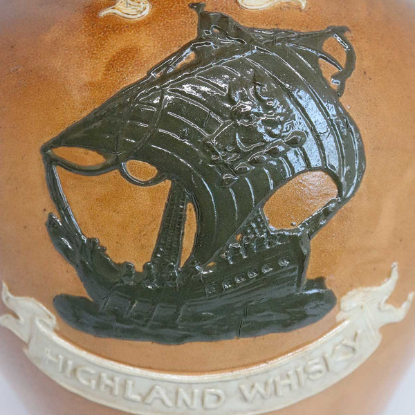 English Doulton Lambeth Stoneware Pottery Special Highland Whiskey Advertising Jug