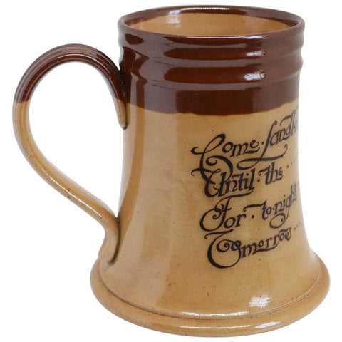 English Doulton Lambeth Stoneware Pottery Motto Mug or Tankard