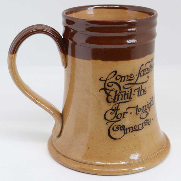 English Doulton Lambeth Stoneware Pottery Motto Mug or Tankard