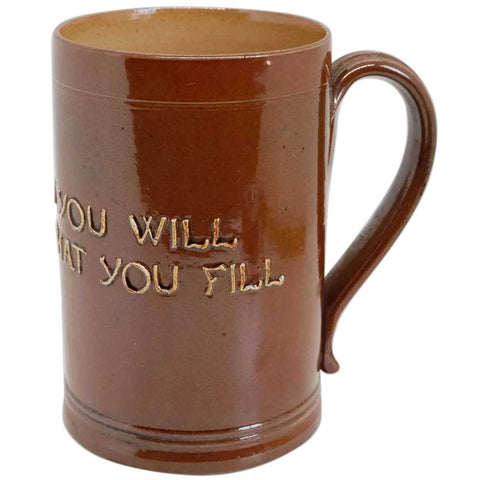 English Doulton Lambeth Stoneware Pottery Motto Mug or Tankard