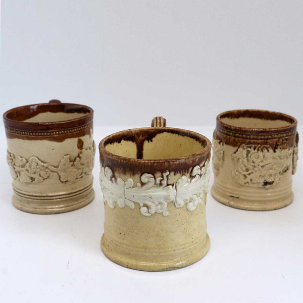 Collection of Three English Lambeth Ware Stoneware Pottery Mugs