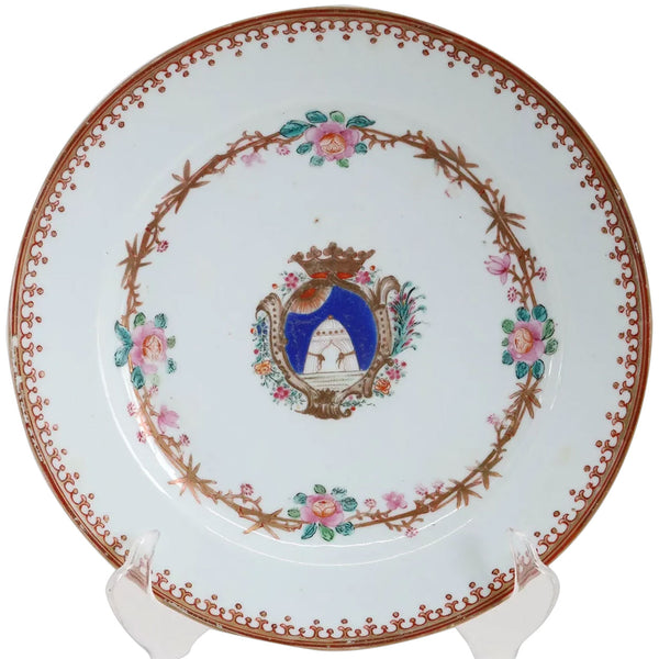 Chinese Export Porcelain Famille Rose Armorial Plate