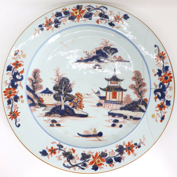 Large Chinese Qianlong Porcelain Imari Palette Plate
