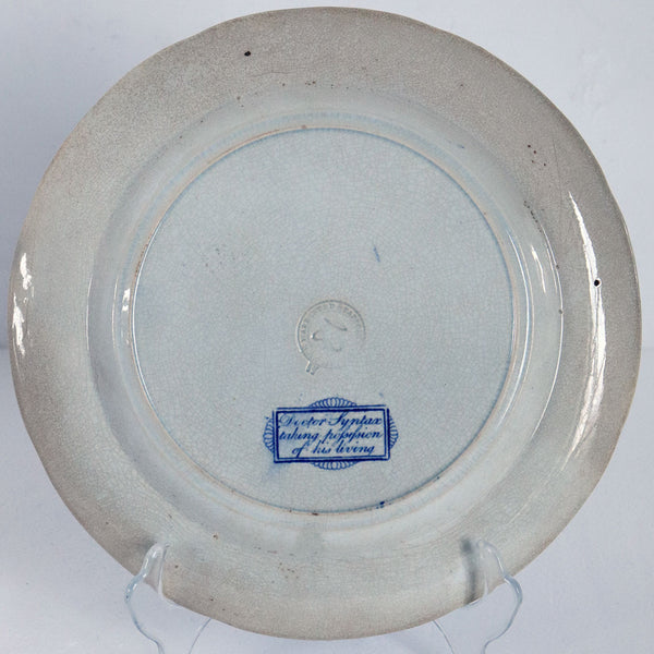 English Clews Staffordshire Historical Dark Blue Transferware Pottery Plate, Dr. Syntax