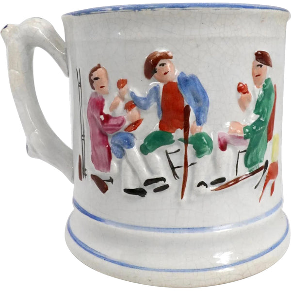 Large English Staffordshire Victorian Pottery Frog Surprise Tavern Mug