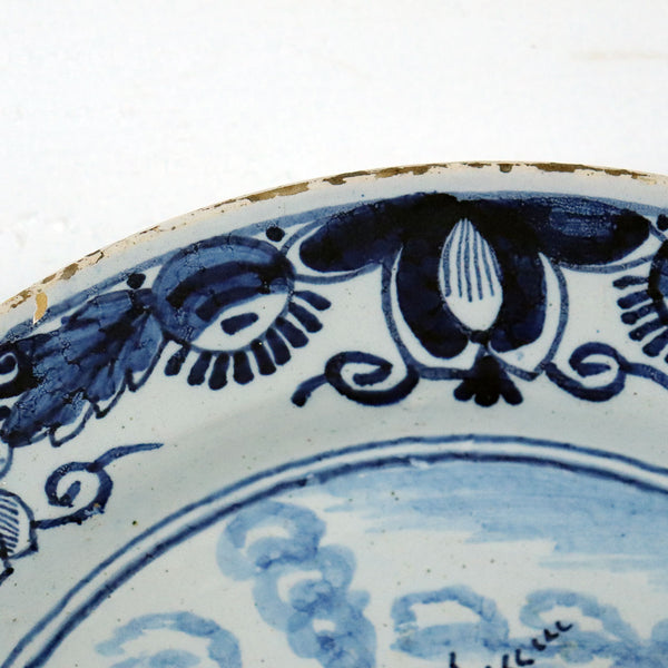 Large Dutch Delft De Drie Klokken Tin Glazed Earthenware Blue and White Bowl