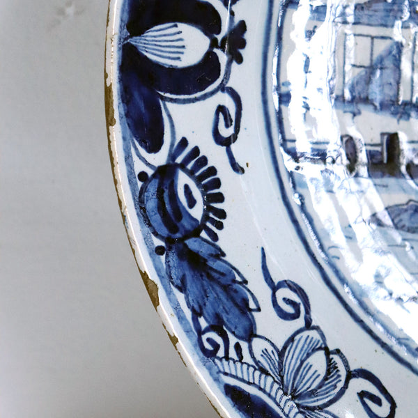 Large Dutch Delft De Drie Klokken Tin Glazed Earthenware Blue and White Bowl