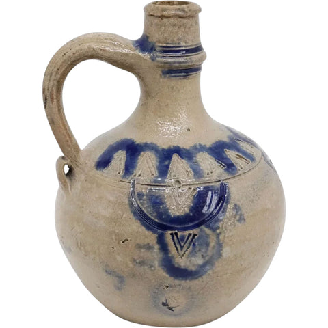 German Westerwald Salt Glazed Stoneware Ball-Belly (Kugelbauch) Jug