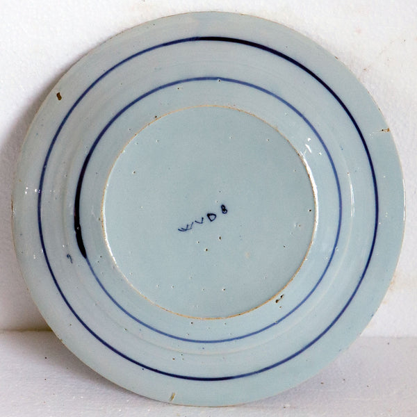 Pair Dutch Delft 't Fortuyn Factory Tin-Glazed Pottery Blue and White Plates