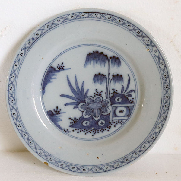 Pair of Dutch Delft Tin-Glazed Earthenware Blue and White Plates