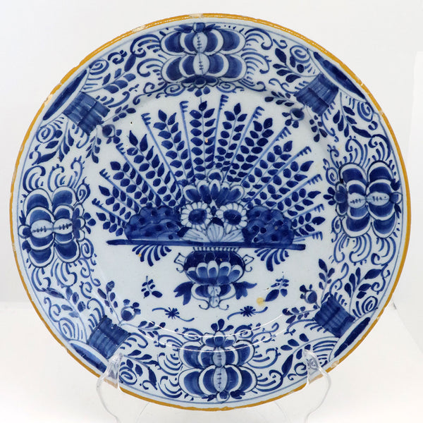 Dutch Delft De Grieksche A Pottery Blue and White Peacock Plate