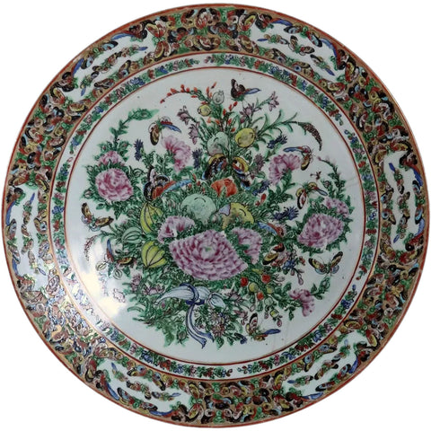 Large Chinese Export Famille Rose Porcelain Thousand Butterfly Plate