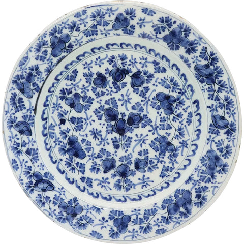 English Delftware Tin-Glazed Earthenware Blue and White Plate