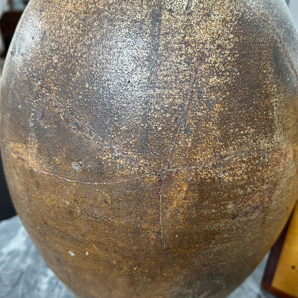 Very Large German Brown Salt-Glazed Stoneware Pottery Bellarmine Jug