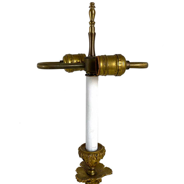 French Empire Revival Gilt Bronze Candlestick Two-Light Table Lamp