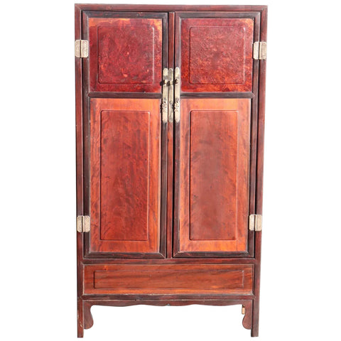Chinese Qing Rosewood and Burled Hardwood Cabinet