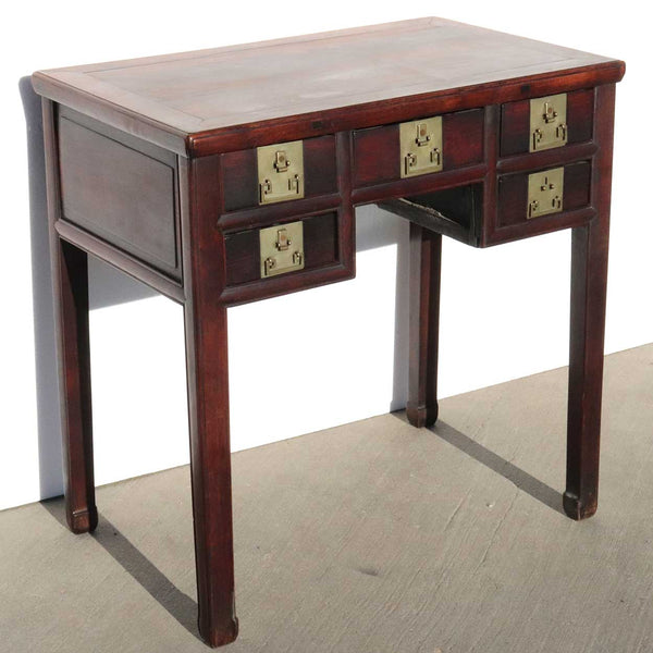 Small Chinese Qing Paktong Mounted Rosewood Writing Desk / Dressing Table