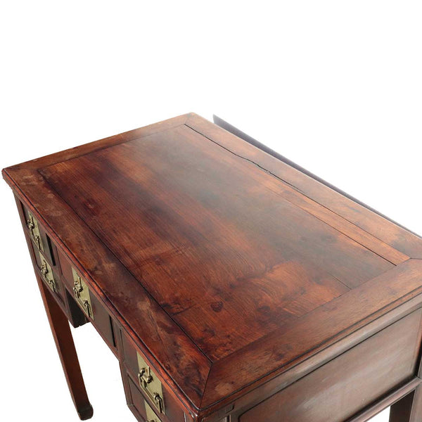 Small Chinese Qing Paktong Mounted Rosewood Writing Desk / Dressing Table