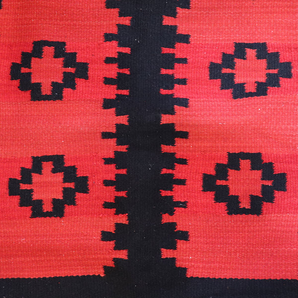 Native American Navajo Granado Revival Wool Crystal Red and Black Blanket