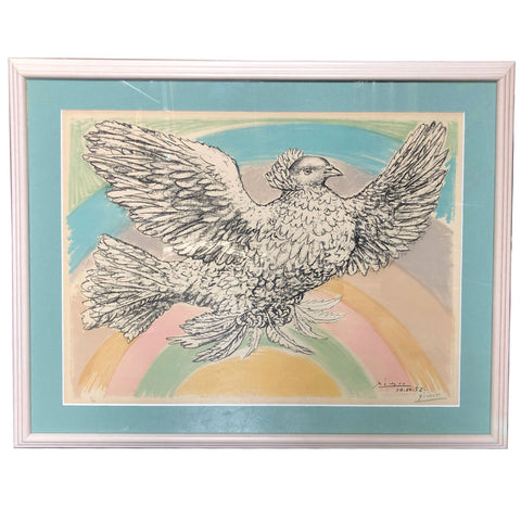 PABLO PICASSO Lithograph on Paper, Colombe Volant (à l'Arc-en-ciel), 93/200