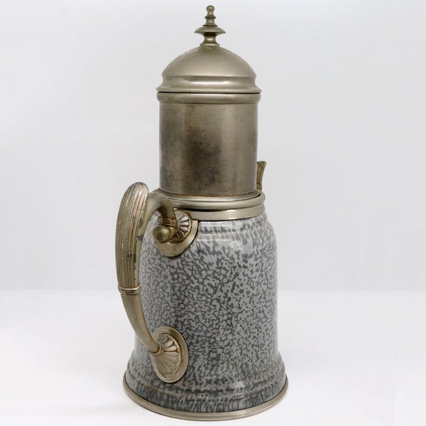 American Manning, Bowman & Co. Metal Trimmed Graniteware Enamel Coffee Pot