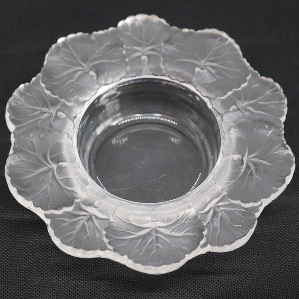 Small French Lalique Frosted and Clear Crystal Honfleur Bowl