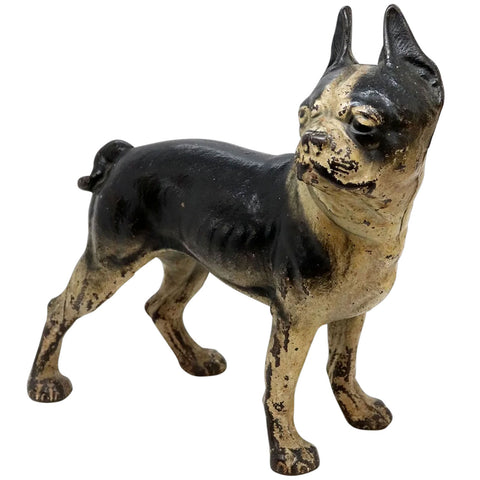 American Hubley or National Foundry Painted Cast Iron Boston Terrier Dog Doorstop