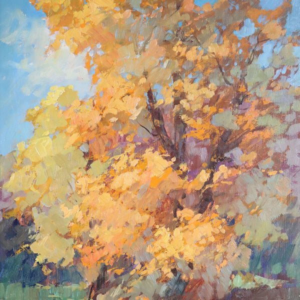 VLADAN STIHA Oil on Panel Painting, New Mexico Cottonwood Trees