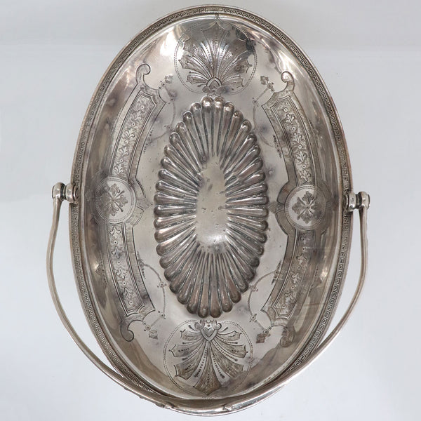 American Victorian Middleton Plate Co. Silverplate Bread/Fruit Footed Bride's Basket