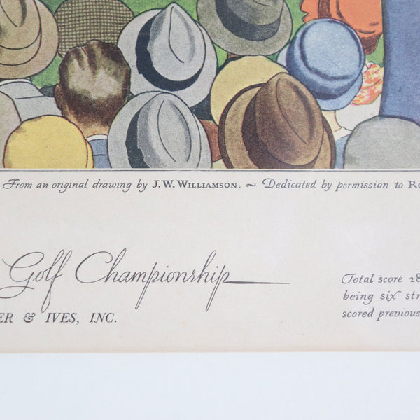 Rare American Currier and Ives After J. W. Williamson Colored Lithograph, Golf Championship