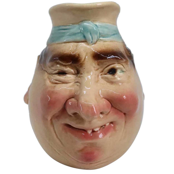 Large French Sarreguemines Majolica Pottery Jolly Fellow Face Character Jug