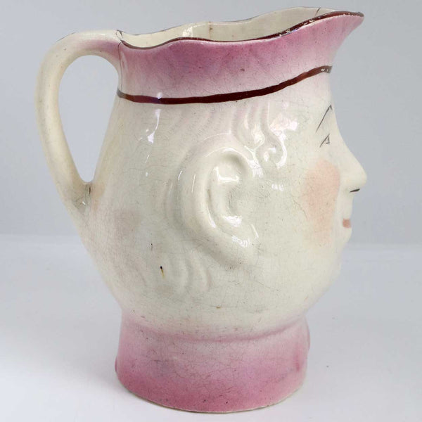 English Victorian Staffordshire Glazed Pottery Character Face Jug