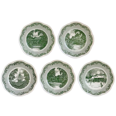 Vintage Set of Five English Wedgwood Cauldon Lace Dartmouth College Plates