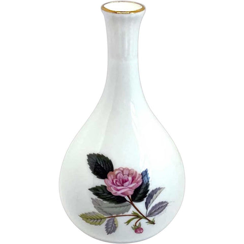 Vintage English Wedgwood Gilt and Bone China Hathaway Rose Bud Vase