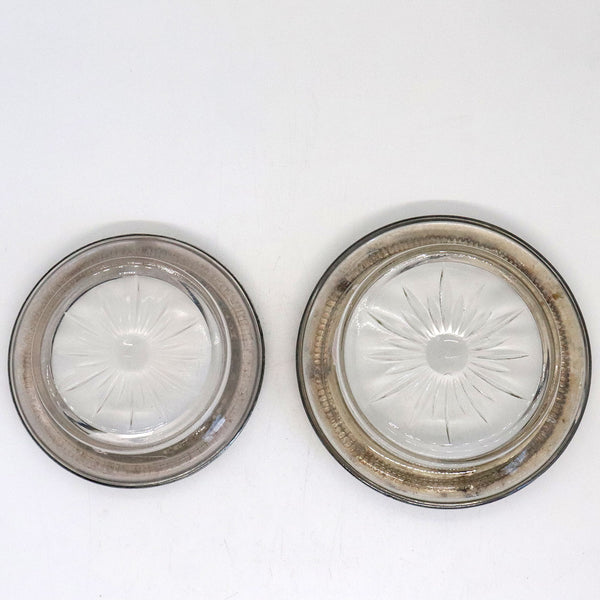 Set of 7 American Frank M. Whiting Silver Mounted and Cut Glass Round Coasters