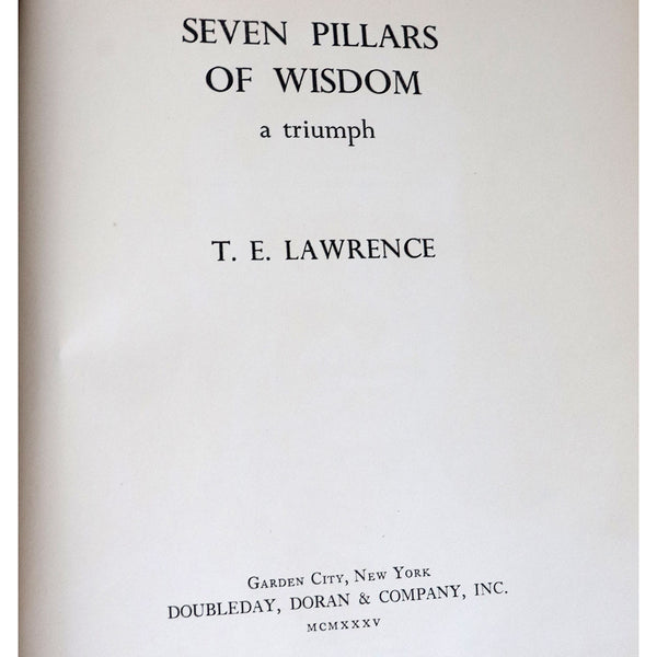First Edition Book: Seven Pillars of Wisdom, A Triumph by T. E. Lawrence