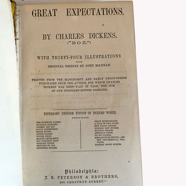 Set of 15 Leather Books: Petersons' Uniform Edition of Dickens' Works